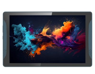 a tablet computer with a colorful design on the screen