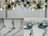 a collage of pictures of a chandelier and a bowl