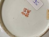 a person holding a plate with a chinese writing on it