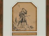 drawing of a man riding a horse with a gun in his hand