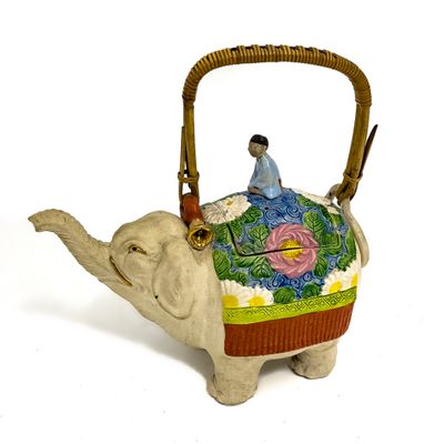 Théière Zoomorphe Éléphant En Céramique – Gris Brillant – 4 Tasses – Occasion