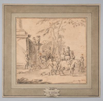 an image of a drawing of a group of people in a village
