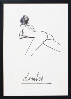 un dessin en noir et blanc représentant une femme allongée sur le ventre