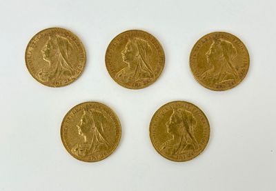 four gold sovereigns, one of which is a sovereign and the other of which is a sovereign