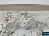 batman and catwoman penciled in a black and white photo