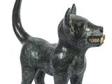 statue of a black cat on a white background with a white background