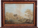painting of a landscape with a man on a horse and a man on a horse