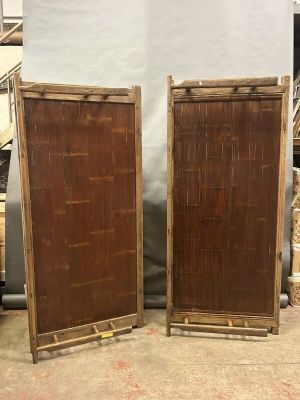 Deux lits d'opium en bois exotique , et bambou. Début XXème. - Photo 1