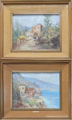 V. PADOVANI (XXe) "Bord de mer Méditerranéenne" et "Village …