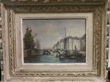 une image d'une peinture représentant un pont sur une rivière
