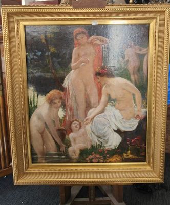 Albert-Auguste FOURIÉ (1854 - 1896) : "Les baigneuses".