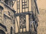un dessin représentant un immeuble situé à l'angle d'une rue