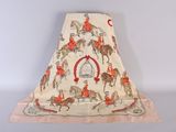 an image of a table cloth with a picture of a man on horseback