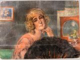 un tableau représentant une femme assise devant un miroir