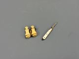 a small knife and a pair of small brass objects
