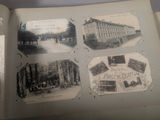 an open book with pictures of buildings and people on it
