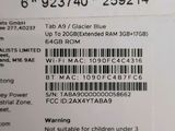a label on the back of a cell phone