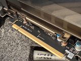 a close up of a computer motherboard with a memory chip