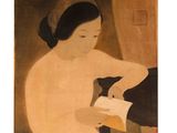 an image of a painting of a woman reading a book
