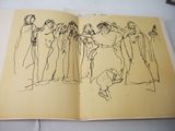 a drawing of a group of people standing in a line