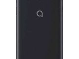 the back of a black smartphone with the q logo on it