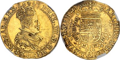 a gold coin with a crown on top of it