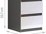 dimensions d'une commode en noir et blanc à deux tiroirs