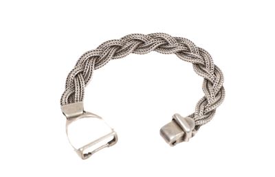 bracelet plaqué argent avec motif de corde torsadée et fermoir en métal