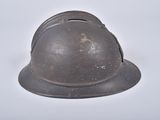 a helmet on a white table with a white background