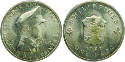 a close up of a coin with a man in uniform on it