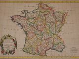 an old map of france with a picture of the country on it
