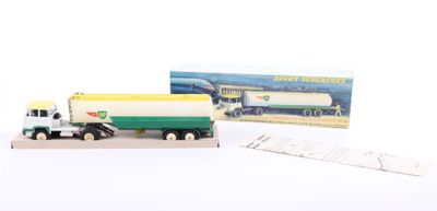 a small toy truck with a box on the side