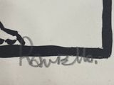 a black and white drawing of a bird on a branch