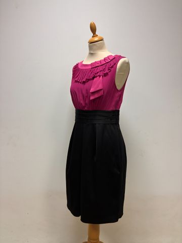 MANOUKIAN – Robe sans manches de soirée rose et noir. Taille : XS