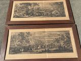 lot de deux reproductions encadrées représentant un paysage avec des personnages