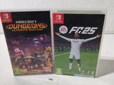 two nintendo wii games are sitting on a white table
