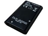 a close up of a cell phone battery on a white background