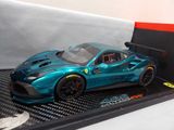 a model of a blue sports car on display