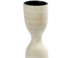 a white vase with a black top on a white background