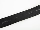an image of a black leather belt with a silver buckle