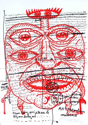 an image of a drawing of a man ' s face on a piece of paper