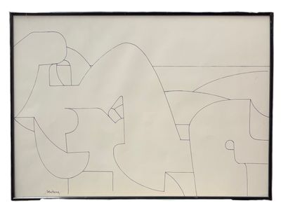 an image of a drawing of a woman sitting on a bench