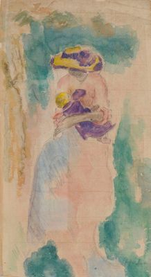 une image d'une peinture représentant une femme avec un chapeau sur la tête