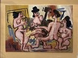 un tableau représentant un groupe de nus dans un salon