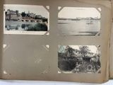 an old photo of a book with pictures of a river and a bridge