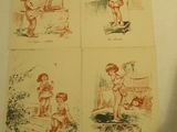 plusieurs dessins représentant des enfants jouant avec un ballon sur une table