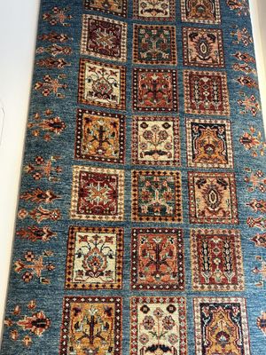 Tapis Afghan couloir, fond, bleu 295 x 0/75
