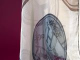 a curtain with a picture of a woman on it
