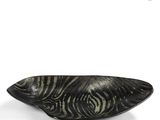 black and white zebra print bowl on a white background