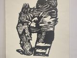 un dessin en noir et blanc représentant un homme et un cheval